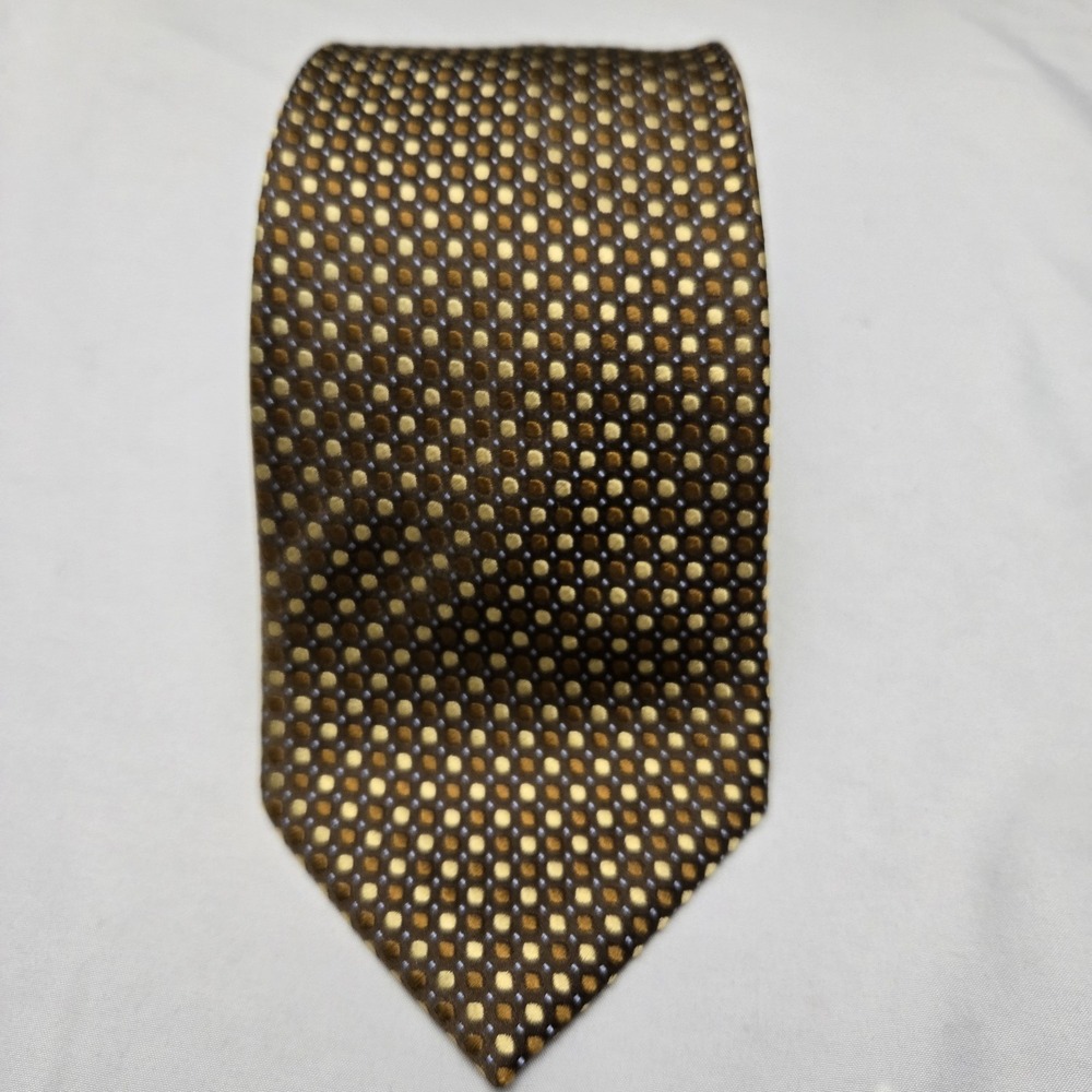 Vintage Axcess 100% Silk Tie Hand Made Brown And‎ Gold Classic Luxury Designer
